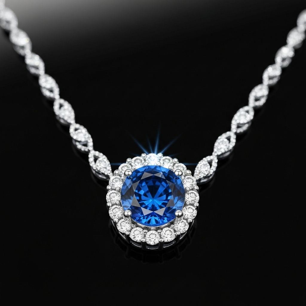 Blue Sapphire Halo Pendant