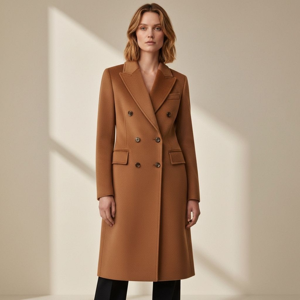 Camel Wool Double-Breasted Coat