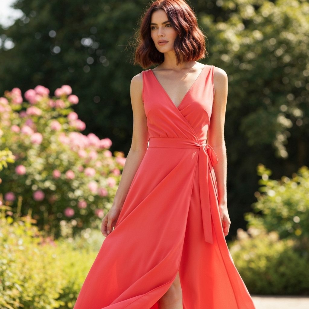 Coral Wrap Maxi Dress