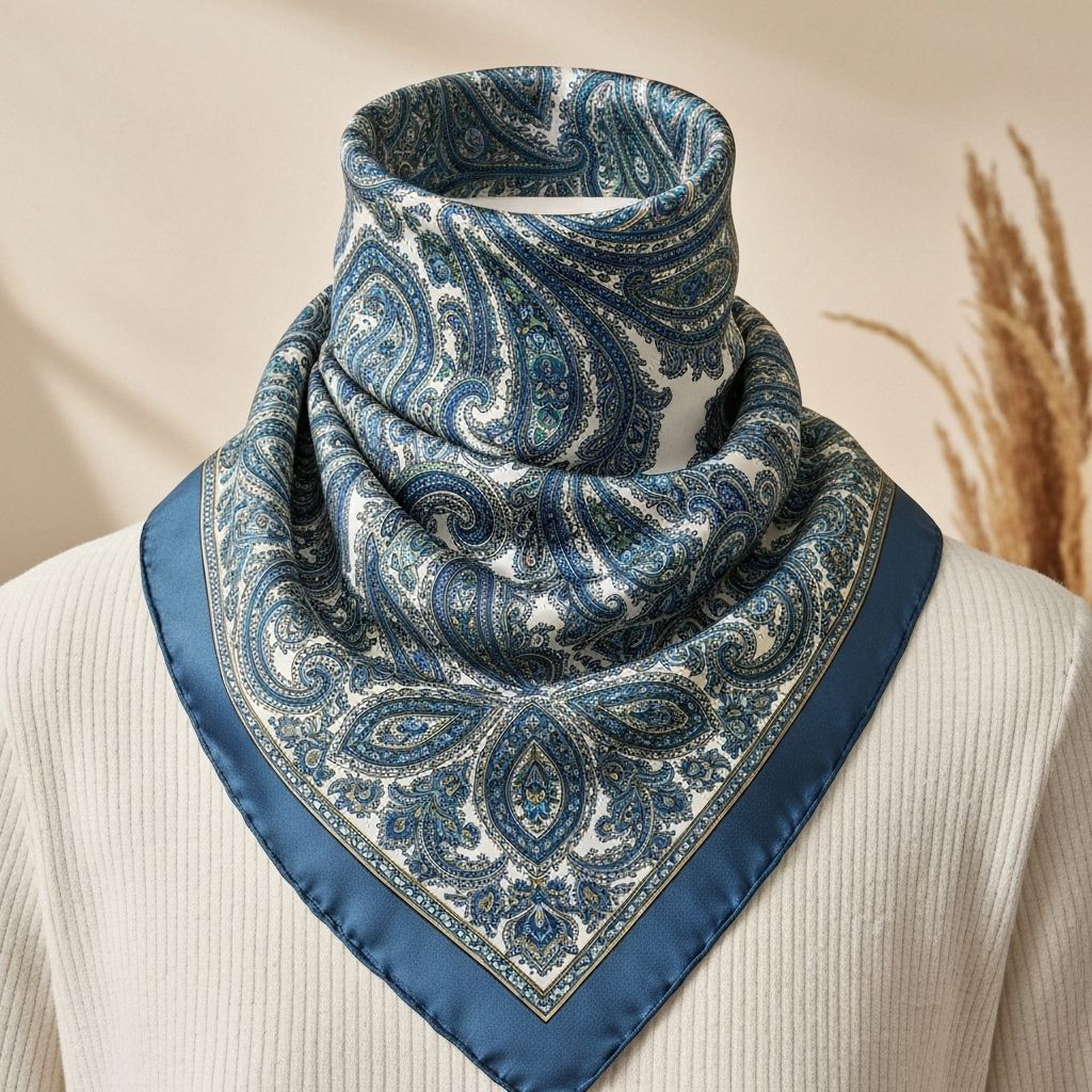 Paisley Print Silk Square Scarf