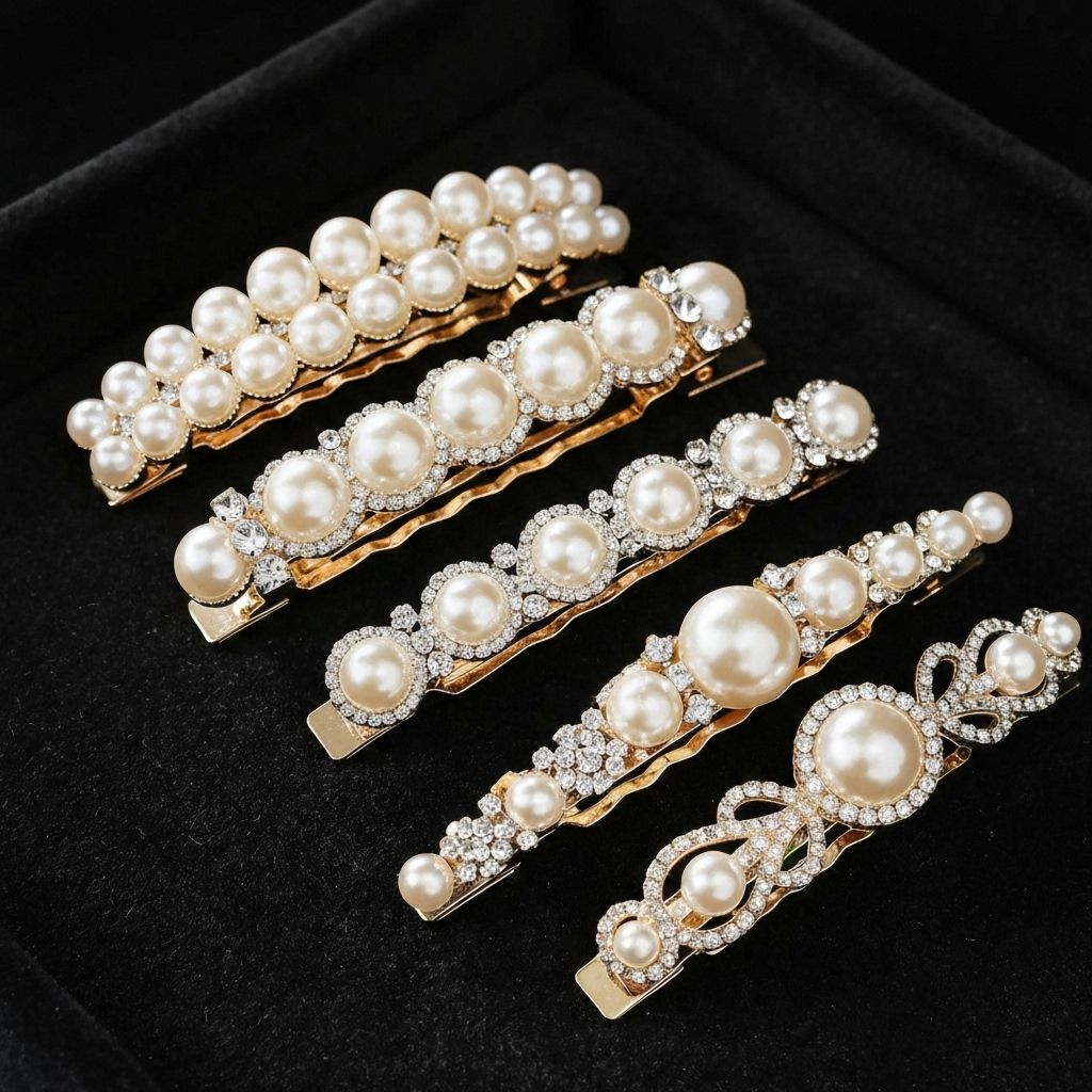 Pearl Embellished Hair Barrettes